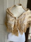 French Edwardian Shawl Collar With Fringe Ecru Silk Lace Trim