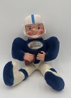 Vtg Rubber Face Plush Toy Football Flip Rare Doll W Box Blue   White Outfit