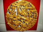 Early 20th C  Chinese Gilt Carved Wood Battle Warrior  Scene Pierced Intricate