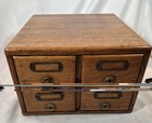 4 Drawer Library Card Catalog File Cabinet Solid Oak Old Antique Great Finish
