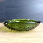 Anchor Hocking Soreno Avocado Green Glass Ashtray - 6 25  - 1960s Vintage