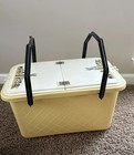 Vintage Mcm Picnic Set 50   s Loma Industries Yellow Basket Retro Bakelite Dishes