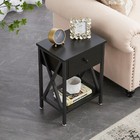 Set Of 2 Side Table With Drawer Classic Bedside Table Bedroom End Table Black