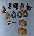 Vintage Gumball Cracker Jack Prizes Metal Cowboy Charms Treasure Chest Gun Boot