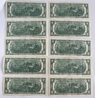 1976  2 Lot Of 10 Circulated Notes Two Dollars Frn Paper Money Currency All Ten
