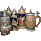 Vintage German Beer Stein Lot  12  West Germany Thewalt Gerz Pewter Lid Relief