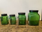 Vintage Green Duraglass Pharmacy Jars- The Rexall Drug Store-lot Of 4