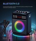 Karaoke Machine  Portable Bluetooth Speaker With 2 Wireless Microphones   Lights