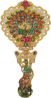 Antique Mirror Comb Set - Vintage Metal Embossed Rose Handheld   Tabletop Stand 