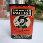 Vintage 1920s  sir Walter Raleigh  Litho Hinged Pocket Tobacco Tin