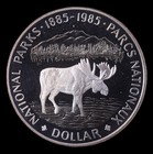 1985 Canada Proof Silver Dollar  50   - National Parks Moose Coin Only W capsule