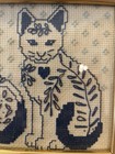 Vtg Cat Needlepoint Framed 5x7   