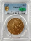 1865  20 Gold Liberty Pcgs Au53 Cac Gold Double Eagle 57235369