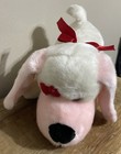 Russ Berrie Cyrano Plush Dog Pink White Red Heart 7  Stuffed Animal Red Bow
