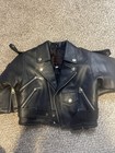 Golden Coat Co Women Black Leather Biker Jacket Belted Moto Size 37 Yellow Youth