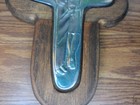 Vintage Wooden Holy Family Plaque  Decorative Silver Metal Crucifix Wall Cross