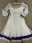 Indian White And Silver Lined Salwaar Kameez With Chuni  Small
