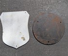 2 Cast Iron Triumph Motorcycle Signs Classic British   Shell