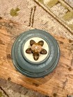 Vintage 1930s Aluminum Musical Powder Puff Box Vanity Trinket Tin Art Deco Works