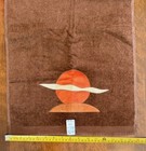 Lot Of 6 Vintage 70s Zodiac Brand Towel Set Brown With Embroidered Sunset - Nos