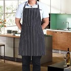 1pc Adjustable Chef Apron With Two Pockets Striped Kitchen Bib For Men And Women