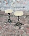 Antique 1920s Cast Iron Bar Stool - A Pair  Dimensions 25  H X 14  Diameter