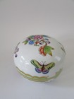 Herend Hungary Queen Victoria Asian Butterfly Round 5  Porcelain Trinket Box