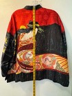 Chico s  m  Japanese Geisha Kimono Cranes Artsy Blouse - Red   Black - Excellent