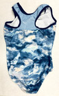 Destira Cl Child Large L Girls Gymnastics Leotard Blue Marbled Design Knit