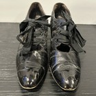 Antique 1900 s Edwardian Black Leather Shoes pumps Beaded Lace-up Cut Outs