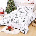  3 Piece Christmas Quilts Size Black White Xmas Tree Queen Elk Christmas Tree