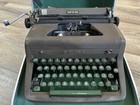 Vtg Royal Quiet Deluxe Typewriter W  Green Keys Tweed Carrying Hard Case