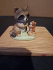 Vintage Homco Forest Friends Porcelain Raccoon   Squirrel Figurine 1418