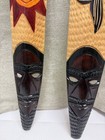 Pair Of Jamaican Wooden Masks Hand Carved   Painted Wall Hanging Tiki Art 21   