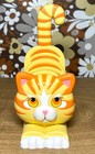 Vintage J s n y Cat Letter Holder Desk Plastic Organizer Striped Orange 90s Y2k