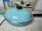 Nos Vintage Club Aluminum 10    Frying Pan With Lid Turquoise Original Box Skillet