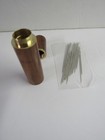  New 3 1 4  Wooden And Brass Needle Holder With Needles And Screw On Lid