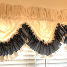 3 Ruffled Jabot Swags Valance White W double Ruffle  white   Blue   Vguc