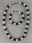 Genuine Baroque Pearls   Lapis Lazuli Beads Necklace   Bracelet Set