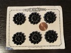 6 Vtg Antique Buttons On Original Card  2-hole  Black Buttons  Nos