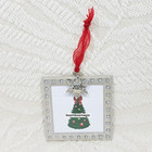 2025 Christmas Tree Ornament Photo Picture Frame Holiday Glam Square W snowflake