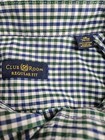 Club Room Men s Dress Shirt 18 34 35 Green Blue Gingham 100  Cotton Regular Fit