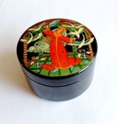Vtg Russian Lacquer  Hand Painted Trinket Box Swan Maiden Russia
