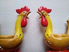 Vintage Holt Howard Ceramic Rooster Candle Holder Kitsch Retro Set 1960s Damaged
