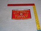 Vintage Old Judge Coffee Can  owl 7 3 4  Porcelain Metal Soda  Gasoline Oil Sign