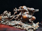 By182 - 14 X6 5x4 Cm Carved Boxwood Figurine Carving   Wealthy Happy Buddha