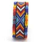 Handmade Beaded Diamond Pattern Multi-color Leather 1 Inch Wide Bracelet