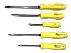 Snap On Nice 5 Piece Hi Vis Yellow Hard Handle Combination Tip Screwdriver Set