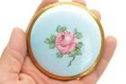 Vintage Dorset Rex Tap Sift Guilloche Enamel Art Deco Purse Compact Nice 