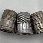 Vintage Lot Of 10 Thimbles Silver Tone Metal Mixed Sizes 7 Through 12 Unmarked